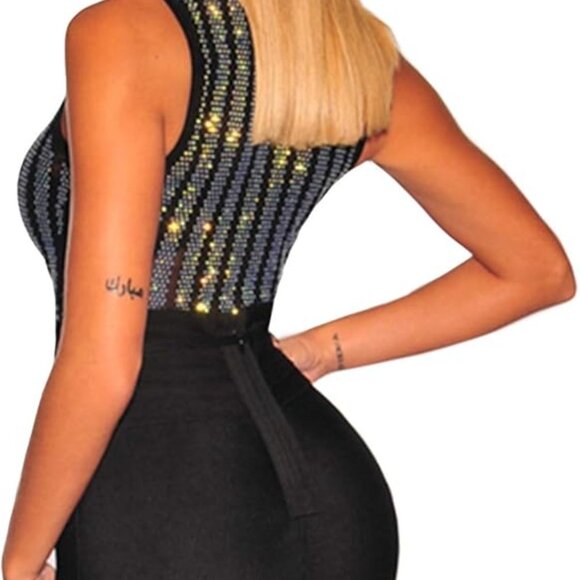 SEBOWEL Women Long Sleeves Mesh See Through Jumpsuit Bodysuit Top Leotard - Picture 3 of 3